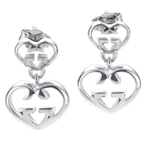 gucci silver heart drop earrings|gucci britt silver drop earrings.